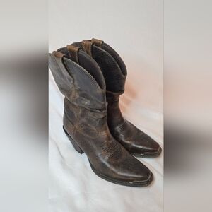 Durango Crush Distressed Slouch Cowgirl  Brown Leather Western Boot Size 7.5